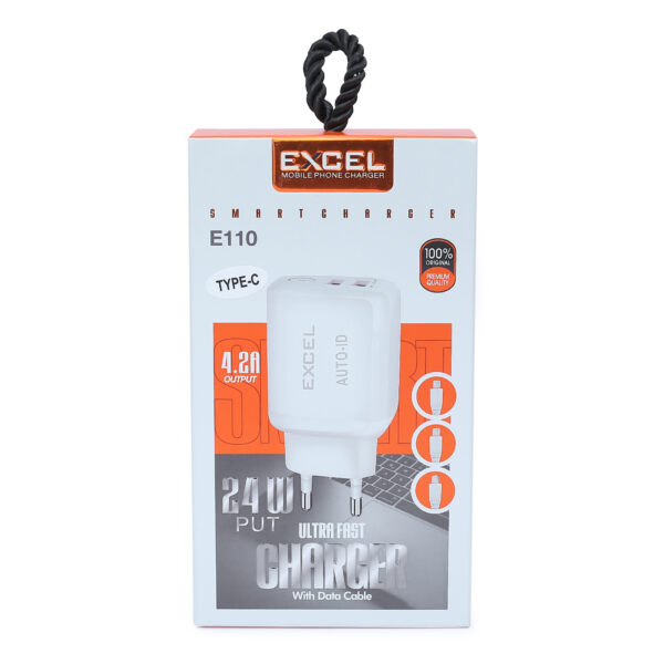 Excel E130 PD 33W High Quality Type-C fast charger with cable - Image 1