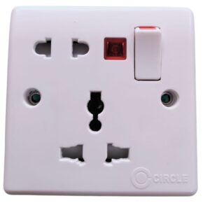 Circle 5 pin socket, Circle multi function socket, Circle socket price in Bangladesh, Socket with indicator light, Circle electrical accessories, Multi pin socket BD