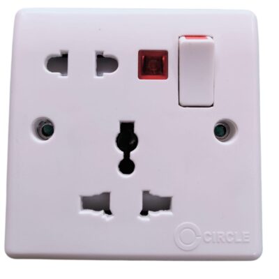 Circle 5 pin socket, Circle multi function socket, Circle socket price in Bangladesh, Socket with indicator light, Circle electrical accessories, Multi pin socket BD