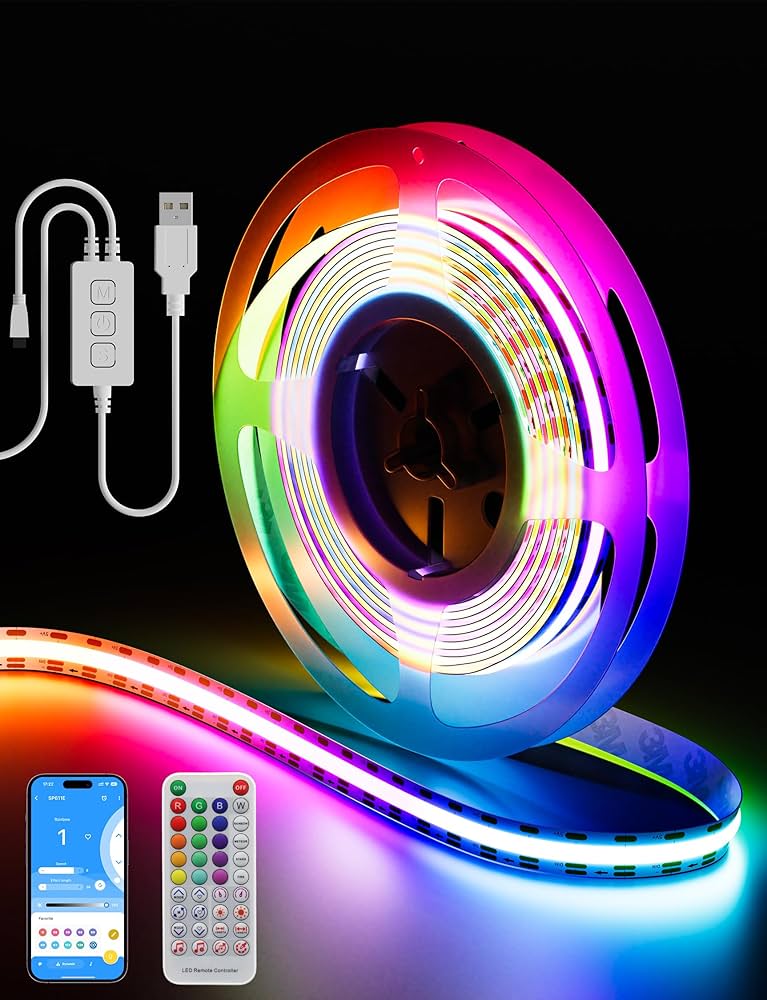 Neon Flexible USB LED Strip Light 5Mitter With App Controlled RGBIC LED strip light BD, RGBIC LED strip, 5V USB LED light, App controlled LED strip, Neon flexible light, RGB LED for room décor, gaming LED strip Bangladesh