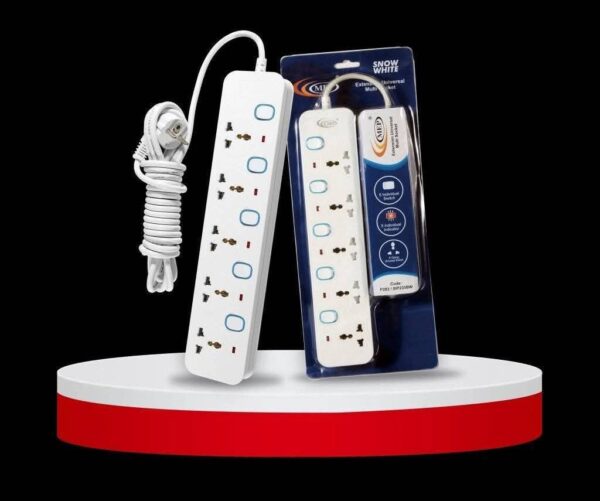 MEP Multi Extension Socket – 5 Yard Cable, 5 Switch, High Power 2500W - Image 1