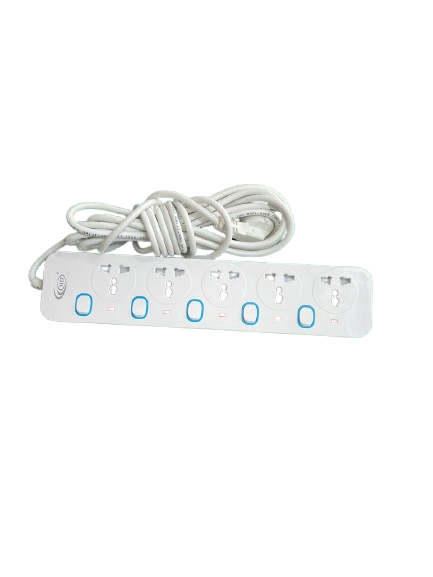 MEP Snow White Extension Universal Multi Socket – 5 Yards, 5 Switch, 2500W MEP Snow White Extension Universal Multi Socket 5 Yard" "2500W Multi Plug Extension Board with 5 Switches" "High Quality MEP Universal Multi Socket for Home and Office" "MEP Extension Socket with Copper Alloy Parts Bangladesh"