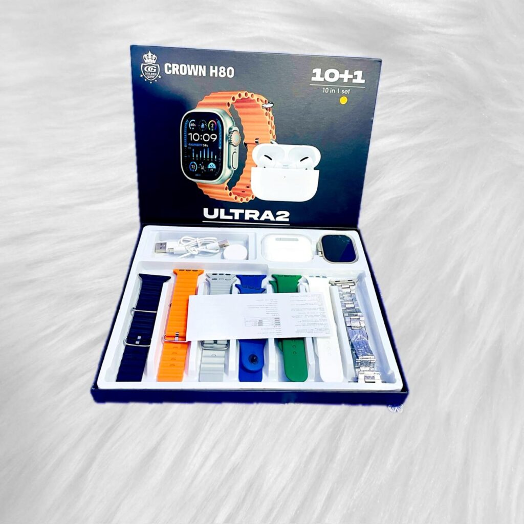 CROWN H80 Ultra 2, Smart Watch, 10 in 1 Combo, TWS Earbuds, Smartwatch Bangladesh, Fitness Tracker, Bluetooth Watch, Nobab Enterprise, Best Smart Watch BD, CROWN Smart Watch