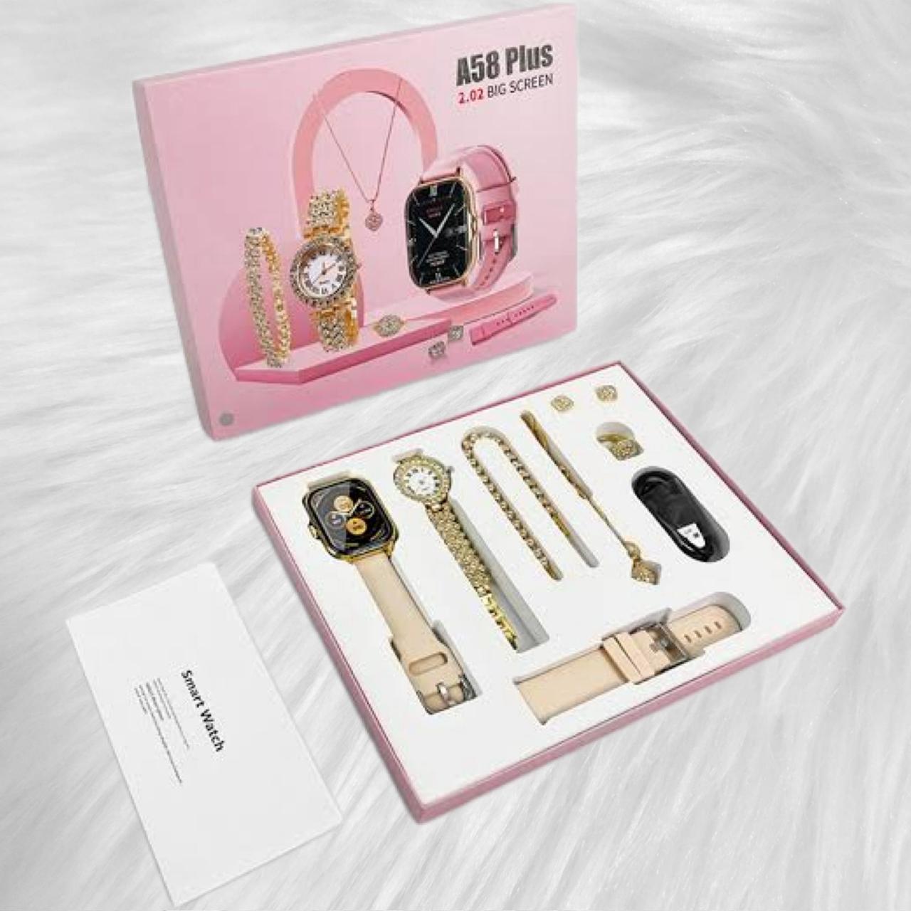 WhatsApp Image 2025-10-11 at 16.54.48_cd5e4aa6 A58 Plus Smart Watch, A58 Plus Women Watch, Smart Watch Combo Set, Smart Watch for Women BD, A58 Plus 2.02 Inch, Luxury Smart Watch Bangladesh, Nobab Enterprise, Gift Smart Watch